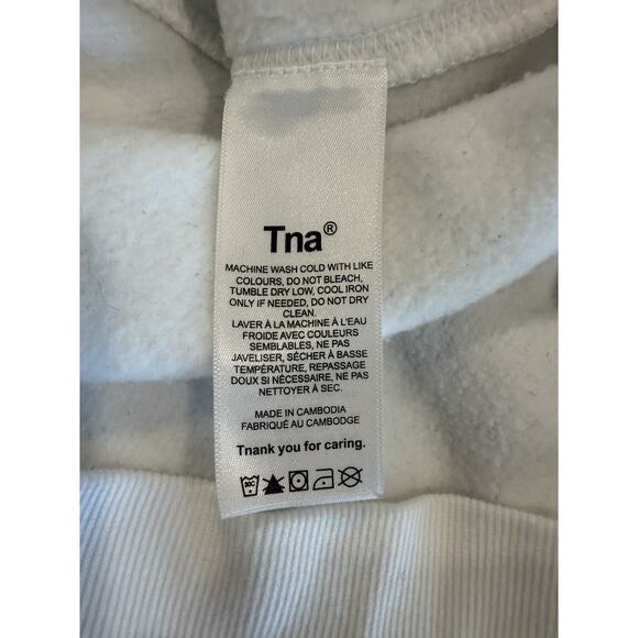 TNA Aritzia Cozy Fleece Long Sleeve Cropped Length Sweatshirt White Large - Picture 6 of 8